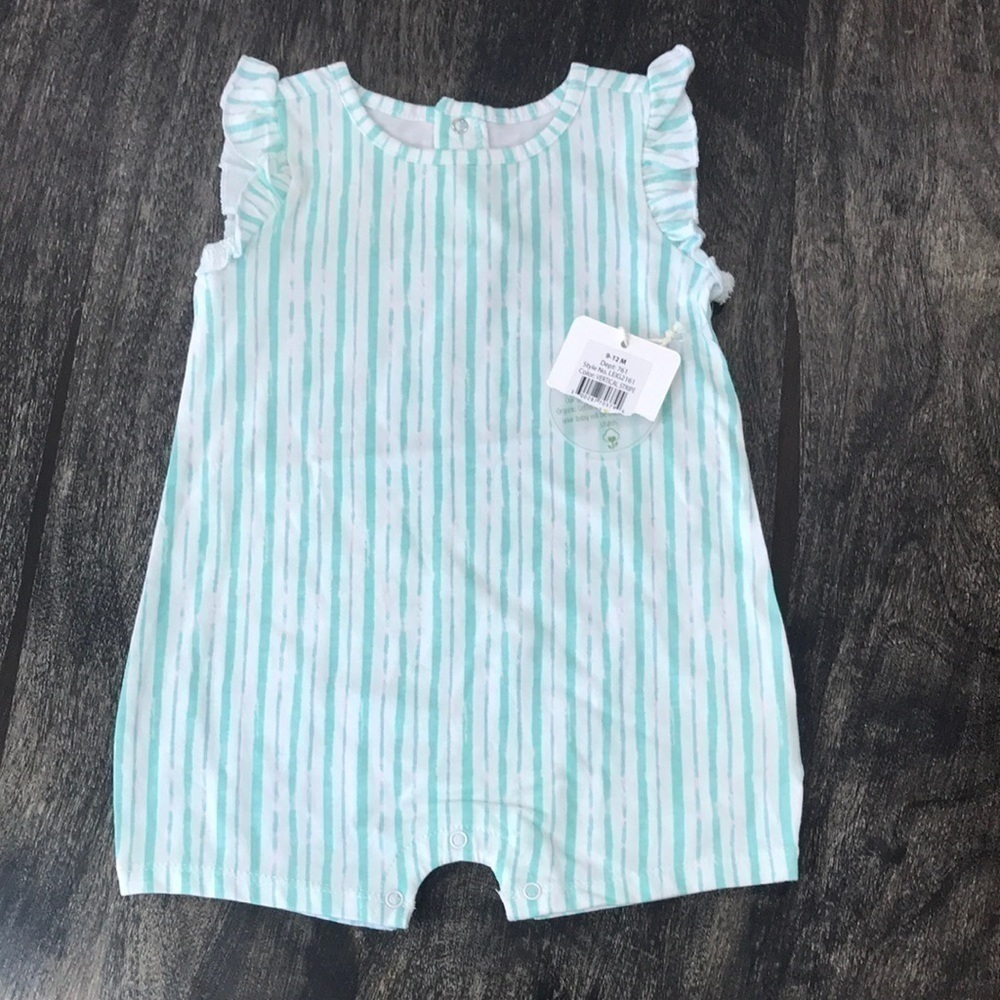 NWT Leo & Luna Newborn 9-12 Months, Organic Cotton, White & Teal